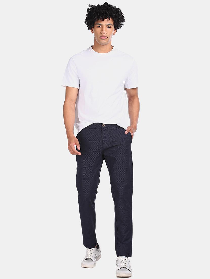 navy blue self design chinos casual trouser - 17574889 - Zoom Image - 4