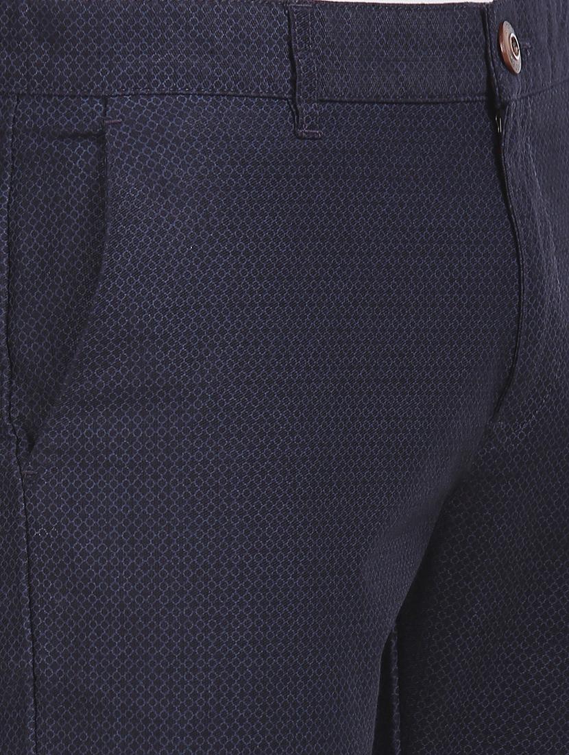 navy blue self design chinos casual trouser - 17574889 - Zoom Image - 5