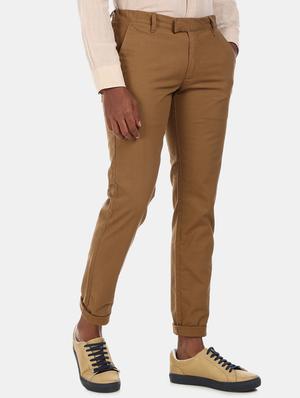 brown solid chinos casual trouser - 17574895 - Standard Image - 2