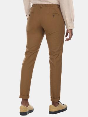 brown solid chinos casual trouser - 17574895 - Standard Image - 3