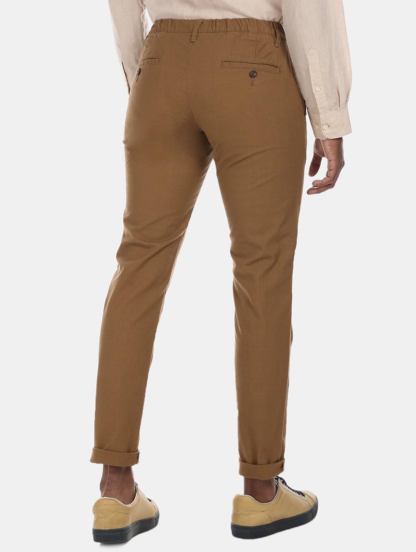brown solid chinos casual trouser - 17574895 - Zoom Image - 3