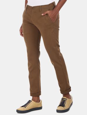 brown solid chinos casual trouser - 17574906 - Standard Image - 2