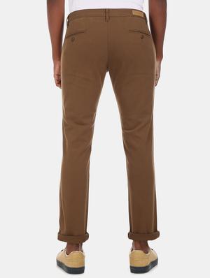 brown solid chinos casual trouser - 17574906 - Standard Image - 3