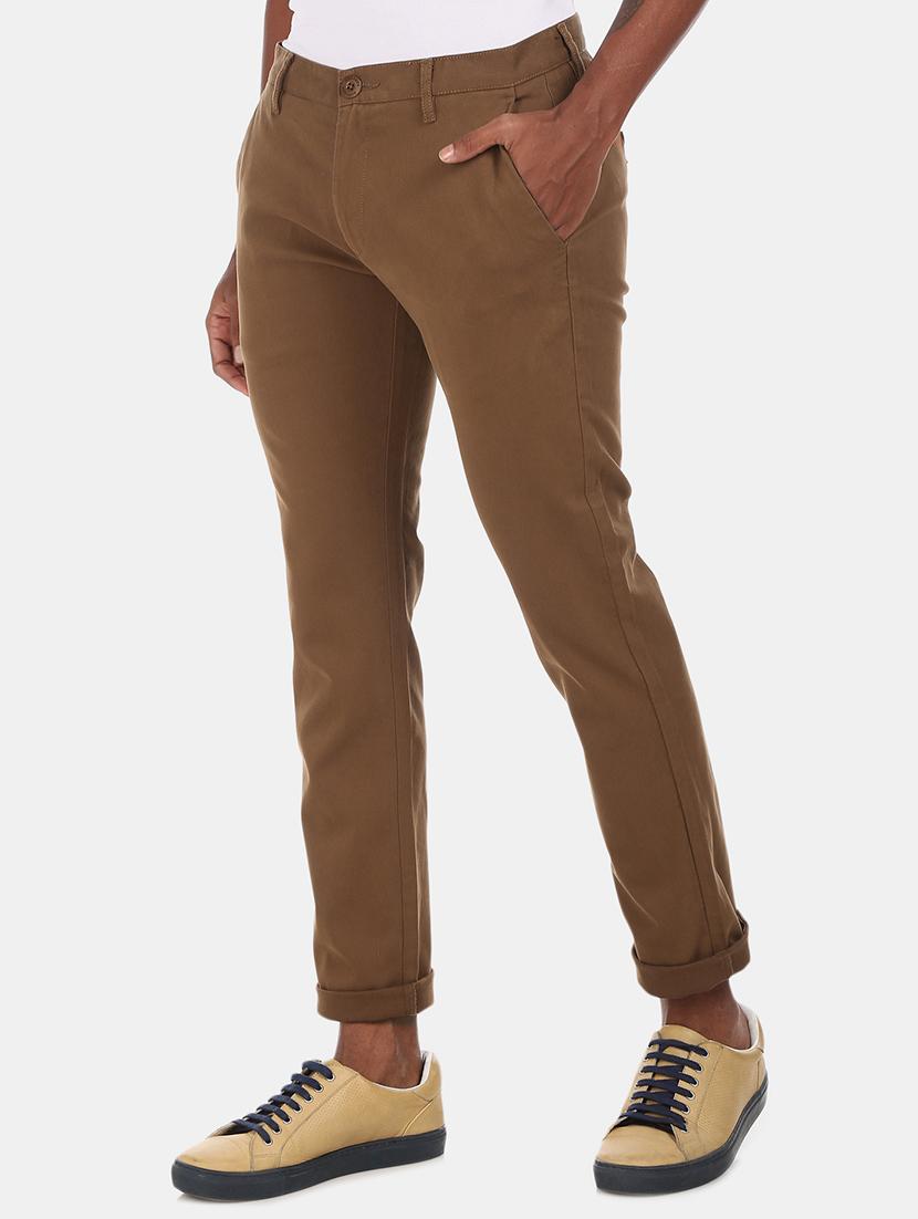 brown solid chinos casual trouser - 17574906 - Zoom Image - 2