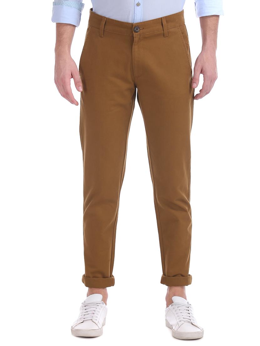 brown solid chinos casual trouser - 17574918 - Zoom Image - 1