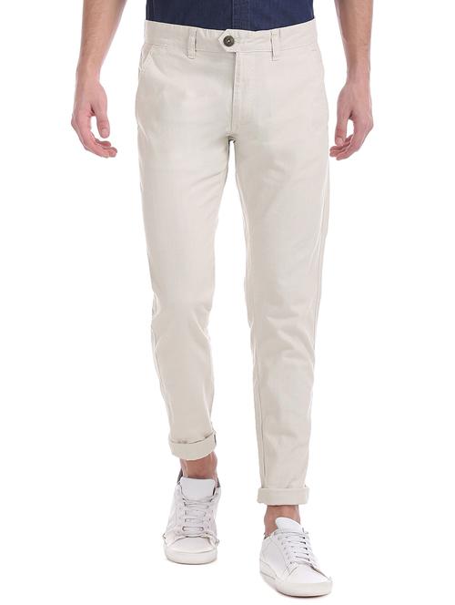 off-white solid chinos casual trouser - 17574924 - Standard Image - 1