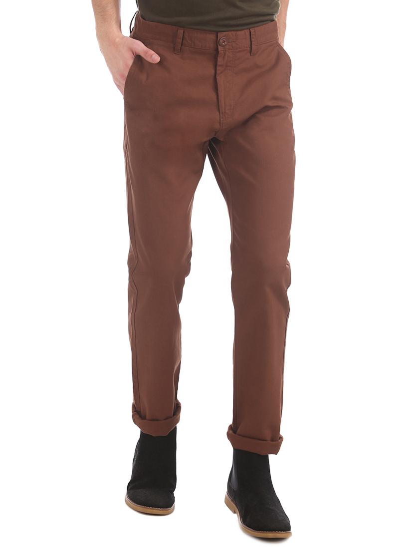 brown solid chinos casual trouser - 17574933 - Zoom Image - 1