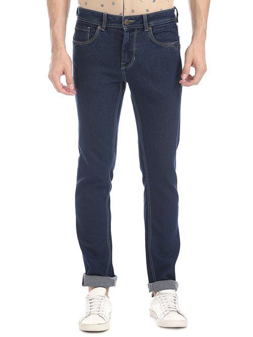 navy blue plain denim jeans - 17575025 - Standard Image - 1
