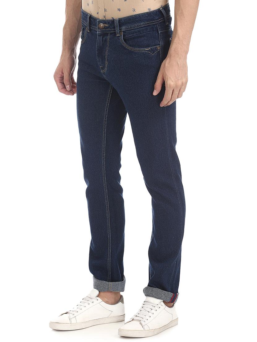 navy blue plain denim jeans - 17575025 - Zoom Image - 2