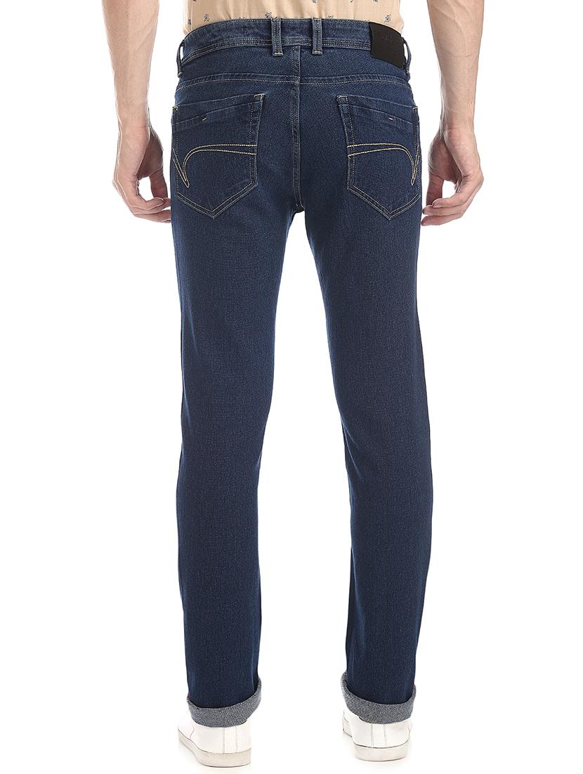 navy blue plain denim jeans - 17575025 - Zoom Image - 3