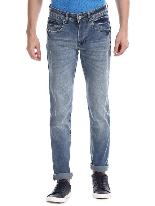 blue light washed denim jeans - 17575030 - Standard Image - 1