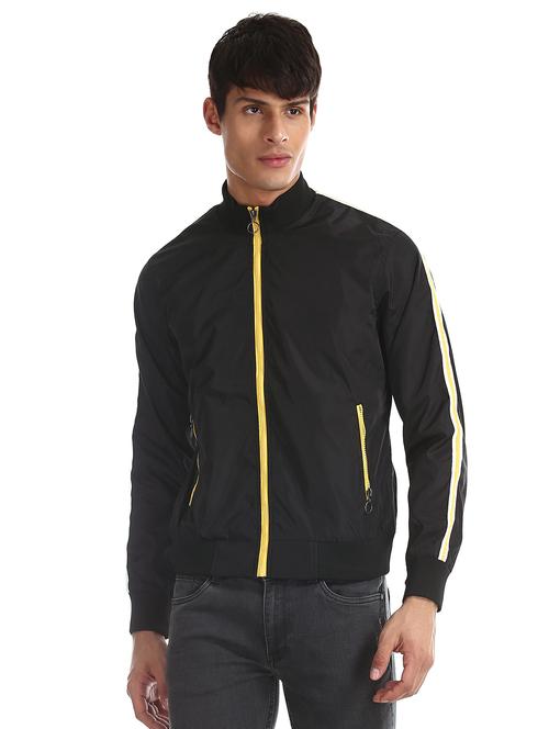 black side taped casual jacket - 17575066 - Standard Image - 1