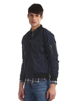 navy blue solid casual jacket - 17575068 - Standard Image - 2