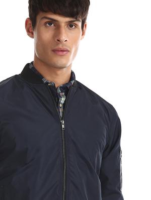 navy blue solid casual jacket - 17575068 - Standard Image - 5