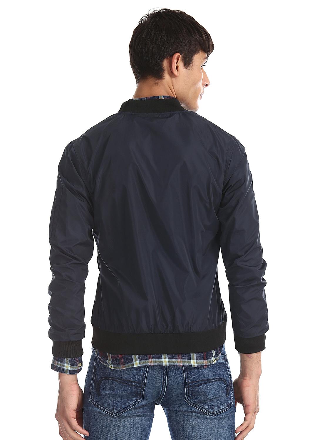 navy blue solid casual jacket - 17575068 - Zoom Image - 3