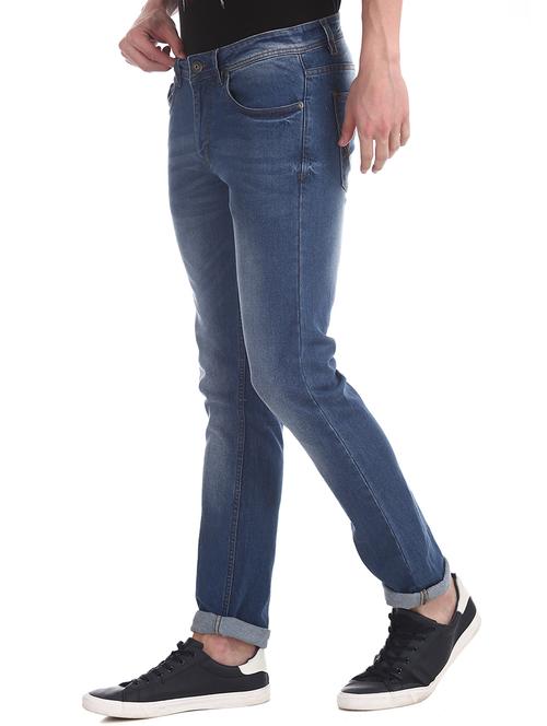 blue light washed denim jeans - 17575069 - Standard Image - 1