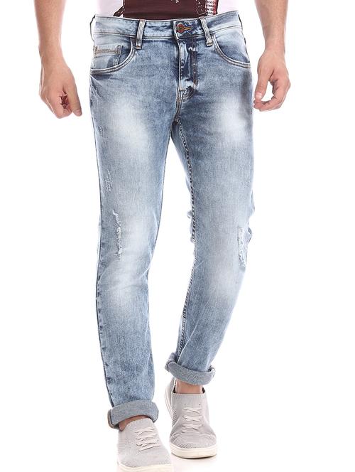 blue heavy washed ripped denim jeans - 17575093 - Standard Image - 1