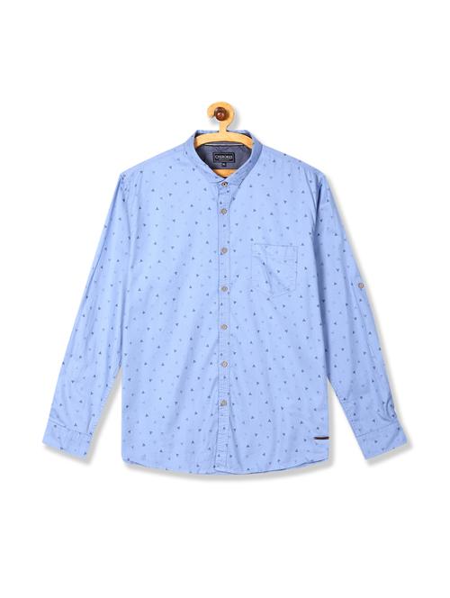 blue printed casual shirt - 17575154 - Standard Image - 1