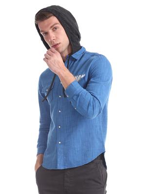 blue printed casual shirt - 17575178 - Standard Image - 3