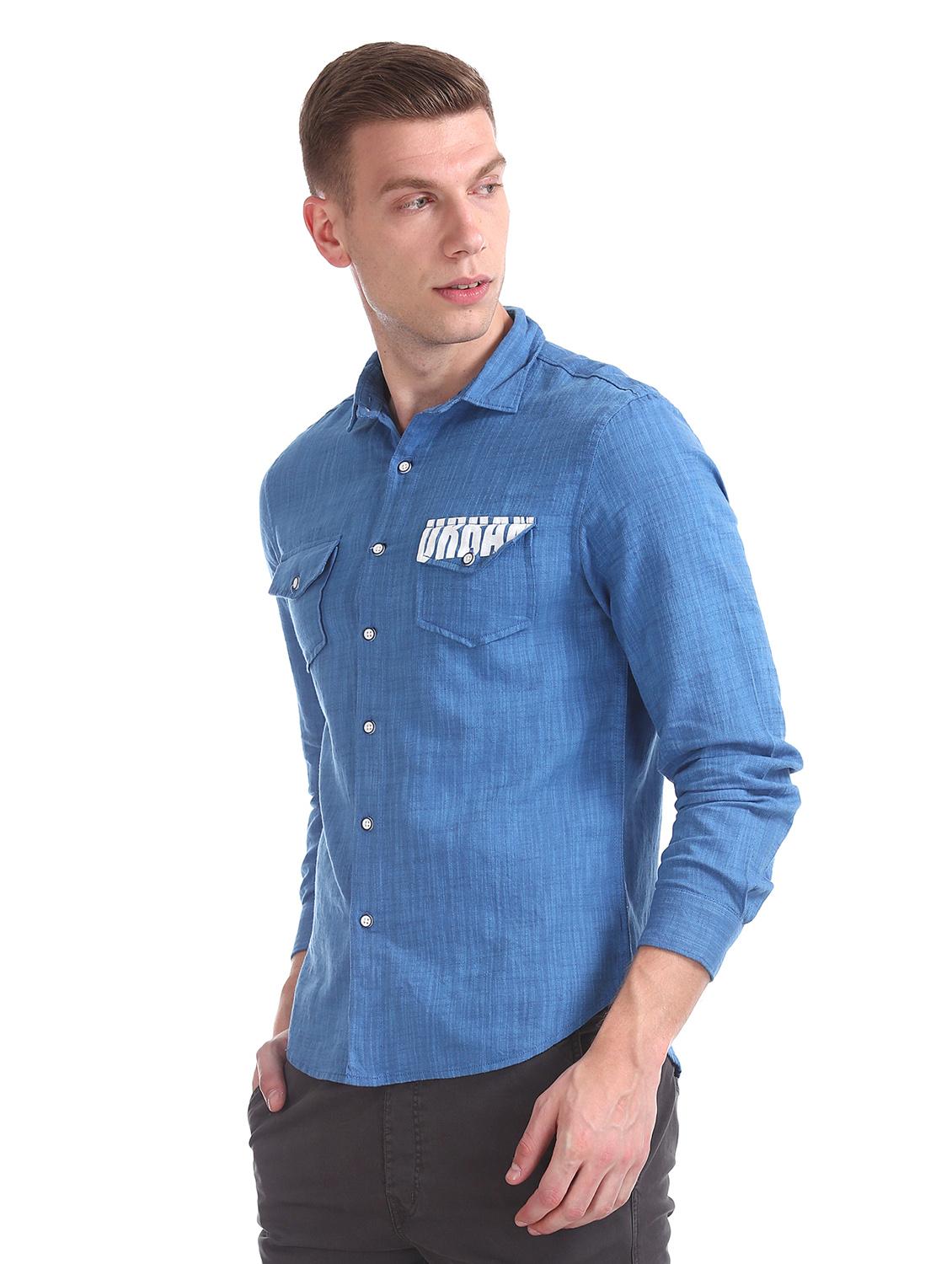 blue printed casual shirt - 17575178 - Zoom Image - 2