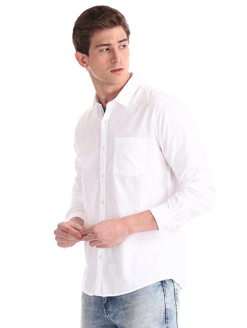 white solid casual shirt - 17575207 - Zoom Image - 1