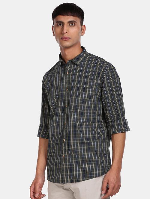 grey checkered casual shirt - 17575222 - Very Small Image - 1