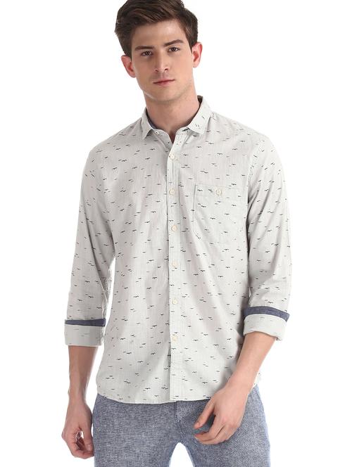 grey printed casual shirt - 17575266 - Standard Image - 1