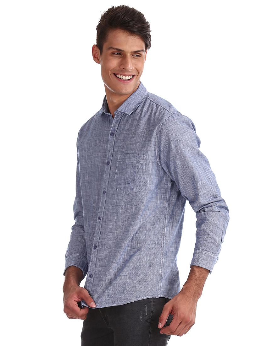 blue printed casual shirt - 17575322 - Zoom Image - 1