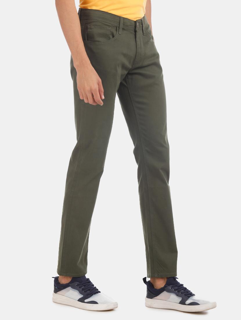 olive green plain denim jeans - 17575333 - Zoom Image - 2