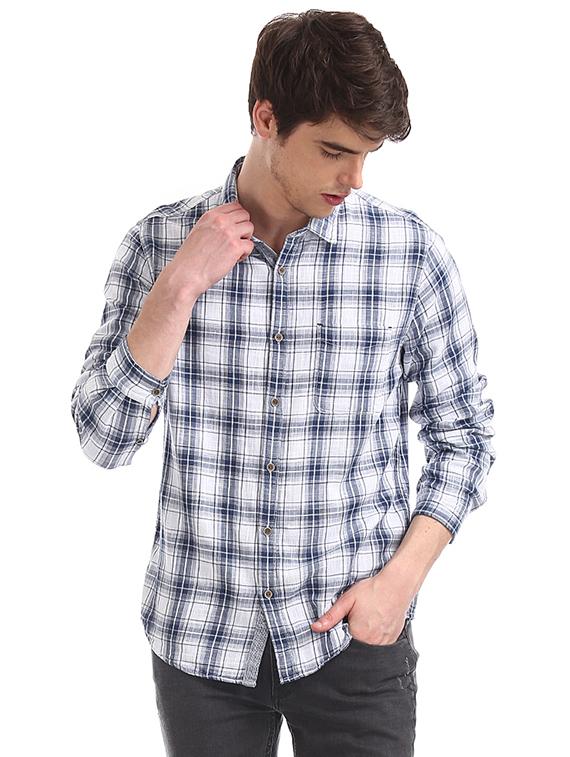 blue checkered casual shirt - 17575353 - Zoom Image - 1