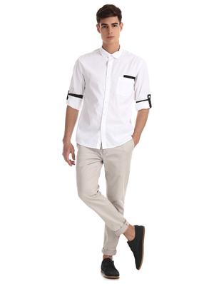 white solid casual shirt - 17575413 - Standard Image - 4