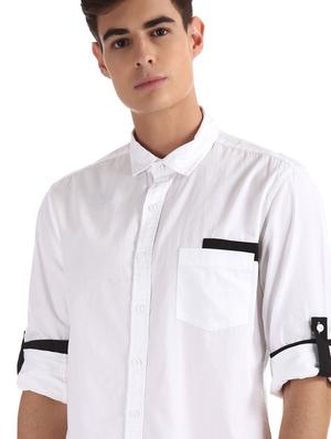 white solid casual shirt - 17575413 - Standard Image - 5
