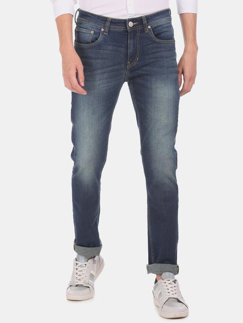navy blue light washed denim jeans - 17575426 - Standard Image - 1