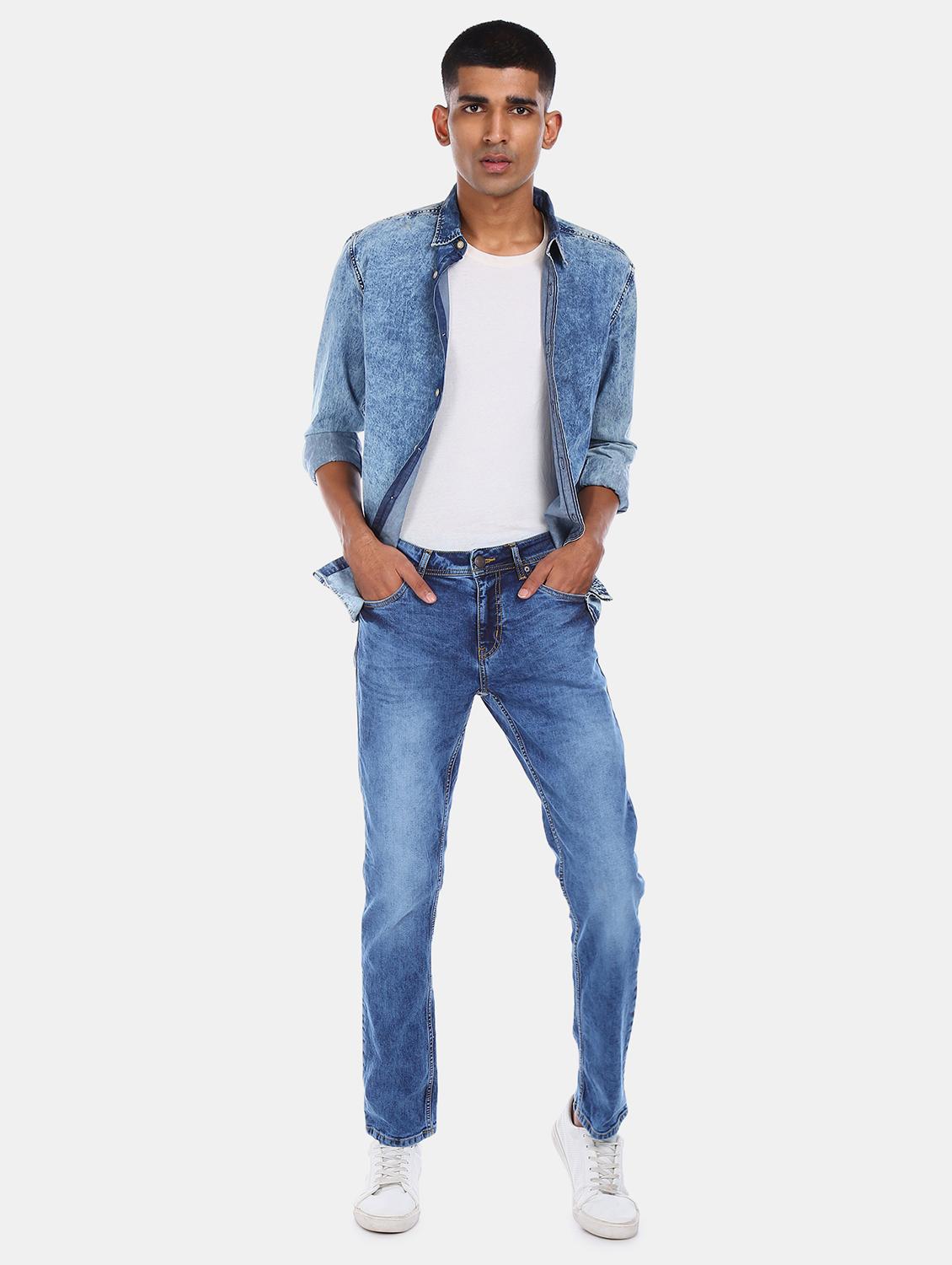 blue stone washed denim jean - 17575435 - Zoom Image - 4