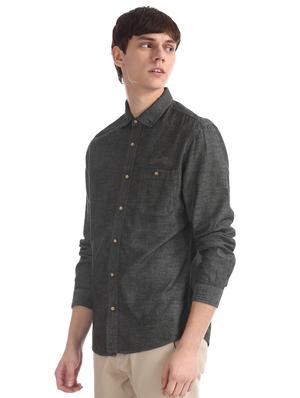 black solid casual shirt - 17575447 - Standard Image - 2