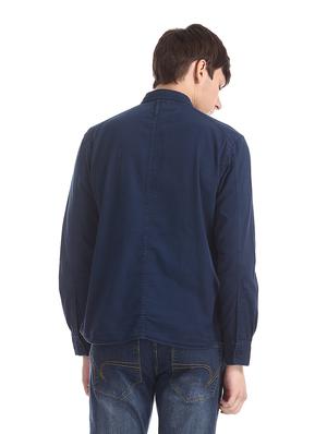 navy blue solid casual shirt - 17575471 - Standard Image - 2