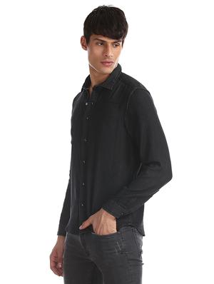 black solid casual shirt - 17575478 - Standard Image - 2