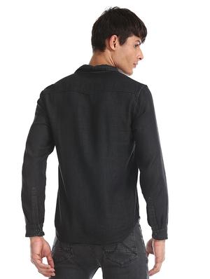 black solid casual shirt - 17575478 - Standard Image - 3