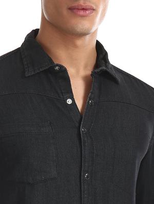 black solid casual shirt - 17575478 - Standard Image - 4