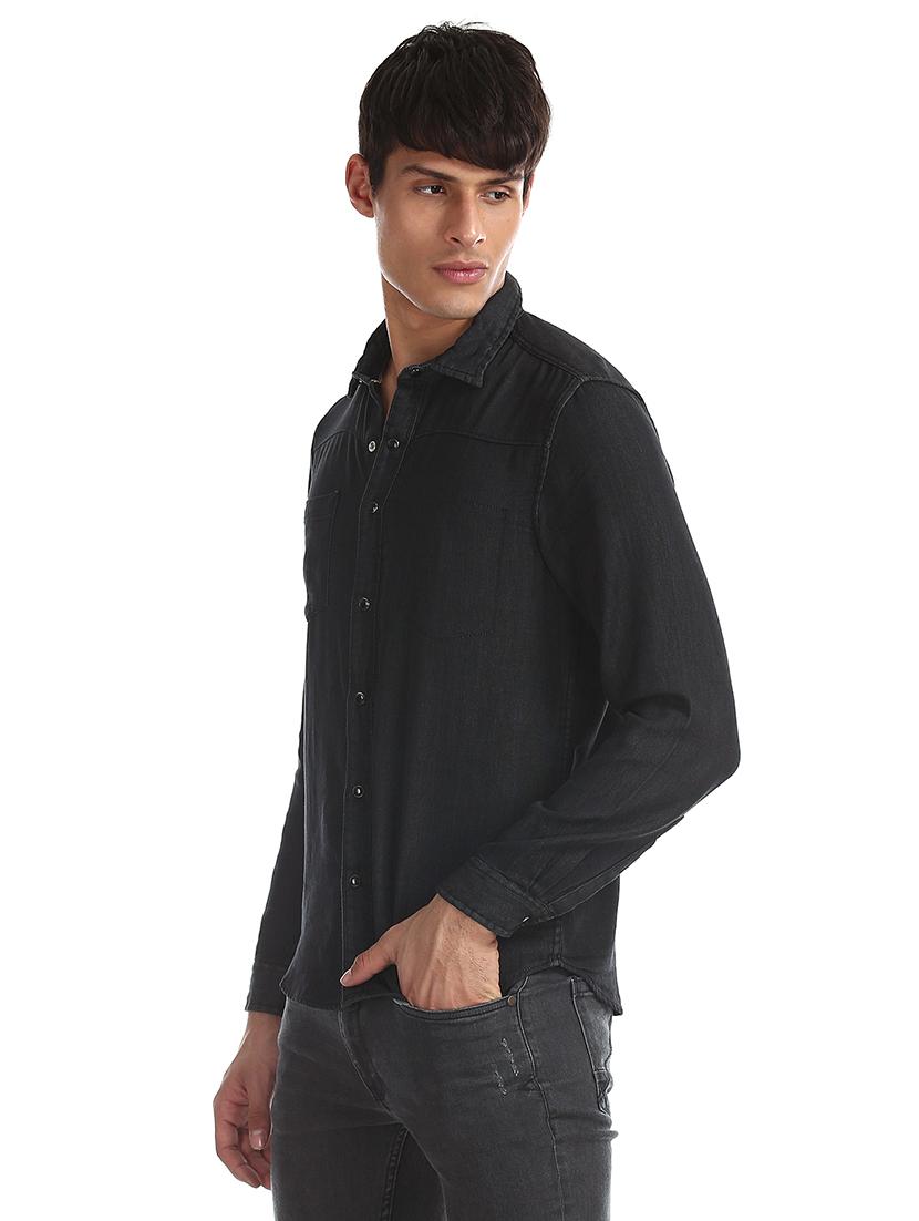 black solid casual shirt - 17575478 - Zoom Image - 2
