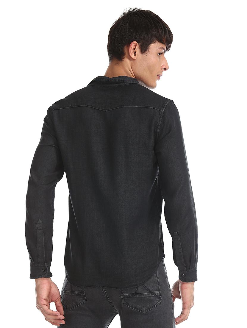black solid casual shirt - 17575478 - Zoom Image - 3
