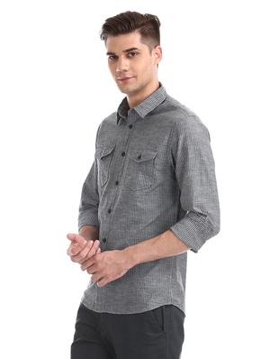 grey striped casual shirt - 17575490 - Standard Image - 2