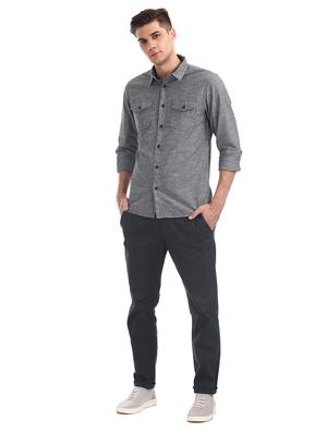 grey striped casual shirt - 17575490 - Standard Image - 4