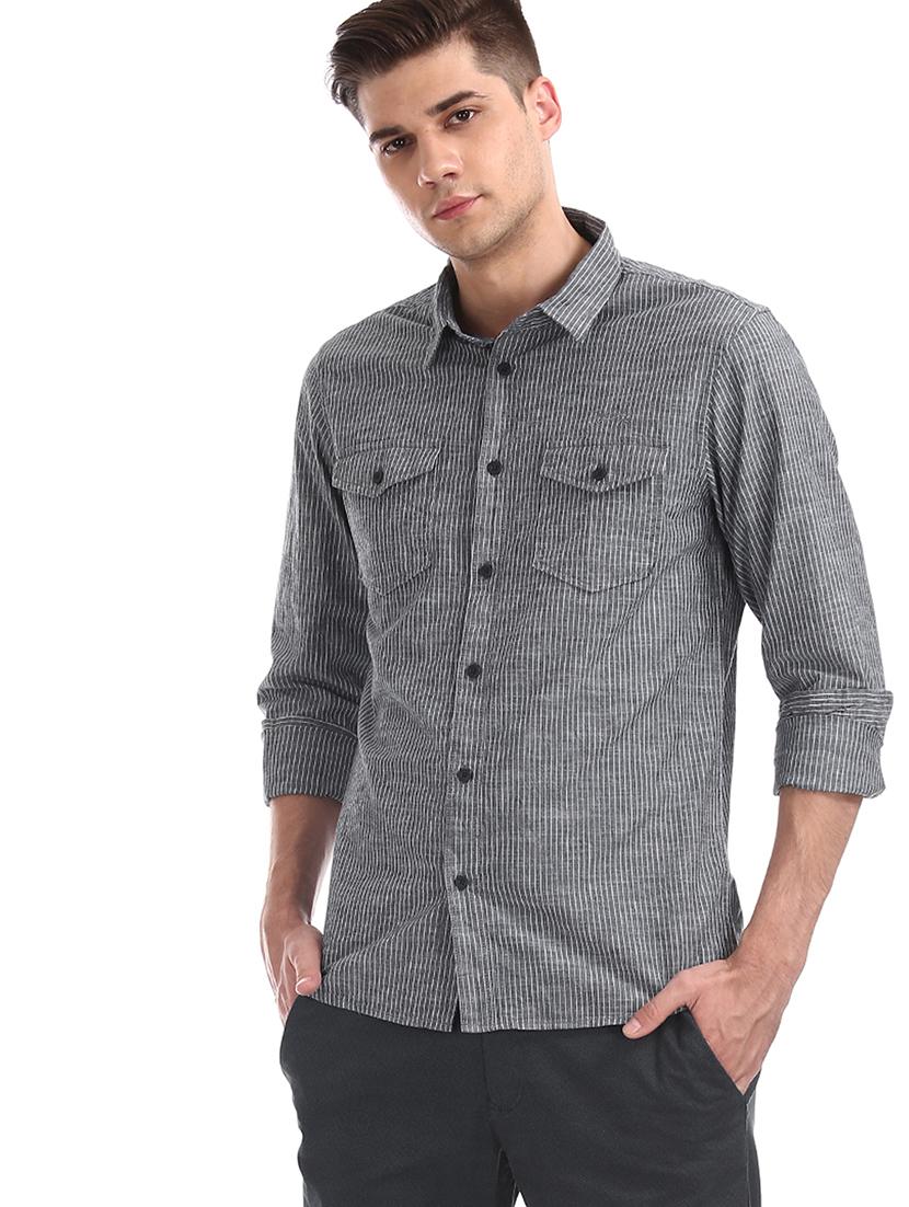 grey striped casual shirt - 17575490 - Zoom Image - 1