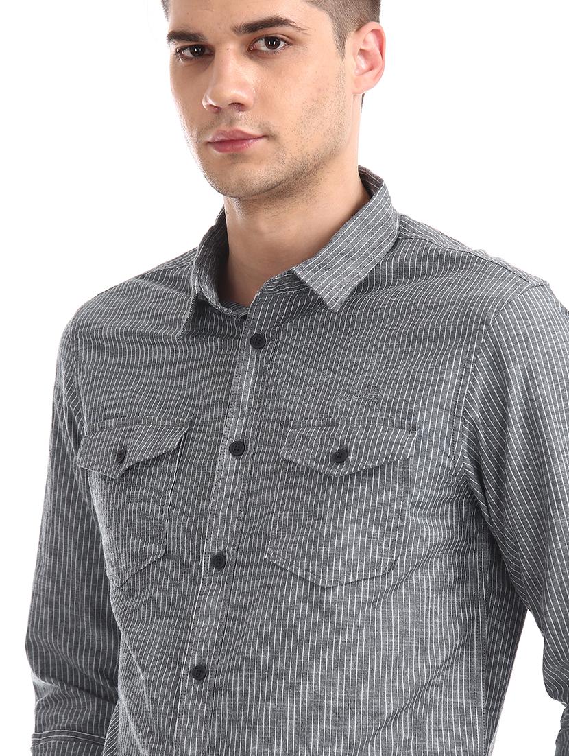 grey striped casual shirt - 17575490 - Zoom Image - 5