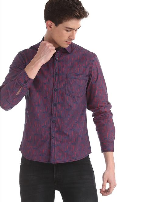 purple printed casual shirt - 17575501 - Standard Image - 1