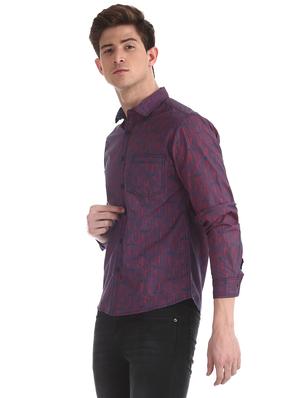 purple printed casual shirt - 17575501 - Standard Image - 2