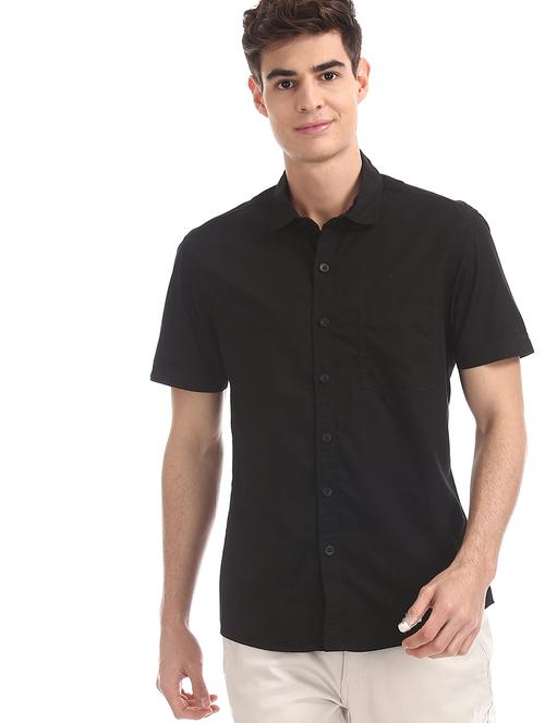 black solid casual shirt - 17575505 - Standard Image - 1