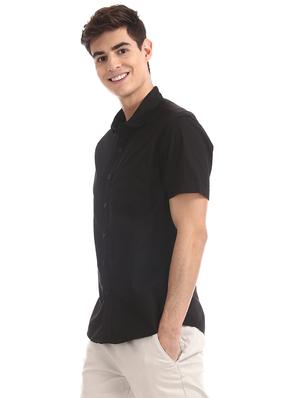 black solid casual shirt - 17575505 - Standard Image - 2
