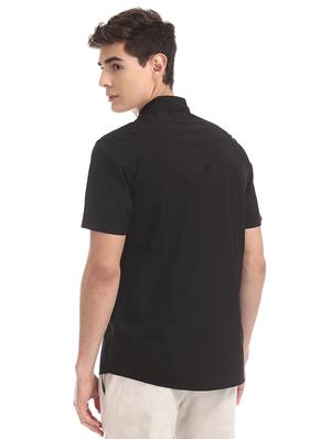 black solid casual shirt - 17575505 - Standard Image - 3